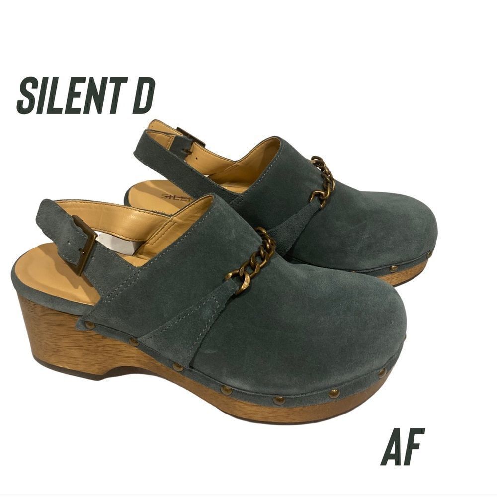 ANTHROPOLOGIE BY SILENT D GEORGIA SLINGBACK HEELED CLOGS MOSS GREEN NEW SIZE 37